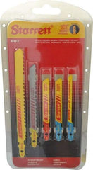 Starrett - 5 Piece, 3" to 5" Long, 6 to 32 Teeth per Inch, Bi-Metal Jig Saw Blade Set - Toothed Edge, 3/16" to 3/8" Wide, 0.04" to 0.05" Thick, U-Shank - Apex Tool & Supply