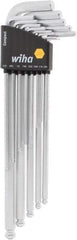 Wiha - 13 Piece L-Key Ball End Hex Key Set - Hex Range 1/2 to 3/8", Chrome Vanadium Molybdenum - Apex Tool & Supply