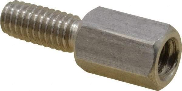 Electro Hardware - M4x0.70, 18.53mm OAL, 6mm Across Flats, Stainless Steel Hex Male/Female Circuit Board Standoffs - 11.1mm Thread Depth, 9mm Body Length, Uncoated - Apex Tool & Supply