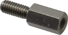Electro Hardware - M4x0.70, 19.53mm OAL, 6mm Across Flats, Stainless Steel Hex Male/Female Circuit Board Standoffs - 11.1mm Thread Depth, 10mm Body Length, Uncoated - Apex Tool & Supply