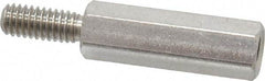 Electro Hardware - M4x0.70, 29.53mm OAL, 6mm Across Flats, Stainless Steel Hex Male/Female Circuit Board Standoffs - 11.1mm Thread Depth, 20mm Body Length, Uncoated - Apex Tool & Supply