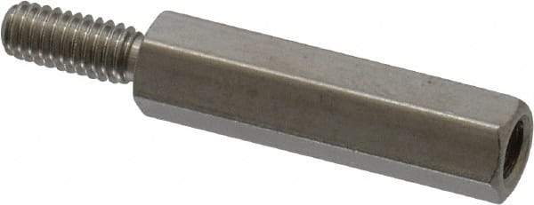 Electro Hardware - M4x0.70, 33.53mm OAL, 6mm Across Flats, Stainless Steel Hex Male/Female Circuit Board Standoffs - 11.1mm Thread Depth, 24mm Body Length, Uncoated - Apex Tool & Supply