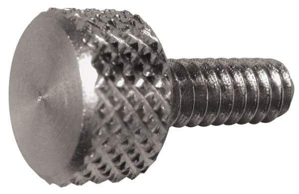 Electro Hardware - #10-32 Knurled Shoulderless Grade 303 Stainless Steel Thumb Screw - 5/8" OAL, 7/16" Head Diam x 3/16" Head Height, Uncoated - Apex Tool & Supply