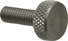 Electro Hardware - #10-32 Knurled Shoulderless Grade 303 Stainless Steel Thumb Screw - 3/4" OAL, 7/16" Head Diam x 3/16" Head Height, Uncoated - Apex Tool & Supply