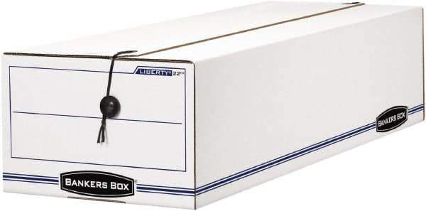 BANKERS BOX - 1 Compartment, 9-3/4" Wide x 6-1/4" High x 23-3/4" Deep, Storage Box - Corrugated Cardboard, White/Blue - Apex Tool & Supply