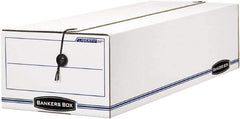 BANKERS BOX - 1 Compartment, 9-3/4" Wide x 6-1/4" High x 23-3/4" Deep, Storage Box - Corrugated Cardboard, White/Blue - Apex Tool & Supply