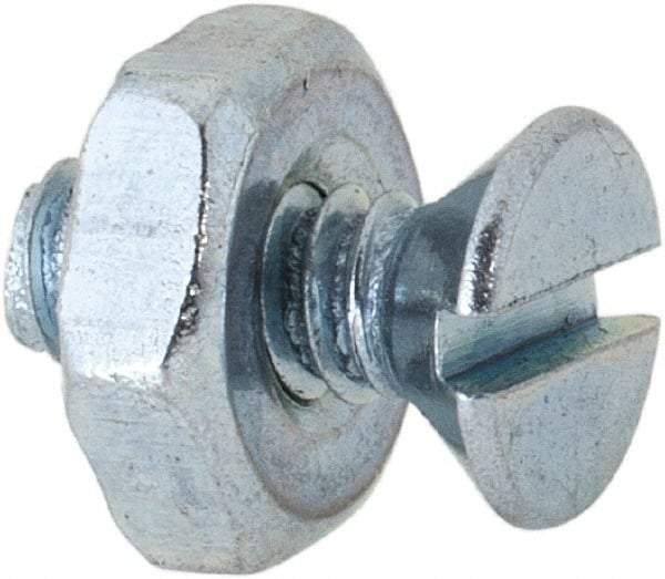 Value Collection - #6-32 UNC, 3/8" OAL Slotted Drive Machine Screw - Flat Head, Grade 2 Steel, Zinc-Plated Finish, Without Washer - Apex Tool & Supply