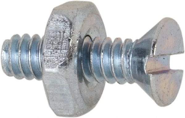 Value Collection - #6-32 UNC, 1/2" OAL Slotted Drive Machine Screw - Flat Head, Grade 2 Steel, Zinc-Plated Finish, Without Washer - Apex Tool & Supply
