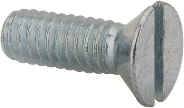 Value Collection - #8-32 UNC, 1/2" OAL Slotted Drive Machine Screw - Flat Head, Grade 2 Steel, Zinc-Plated Finish, Without Washer - Apex Tool & Supply