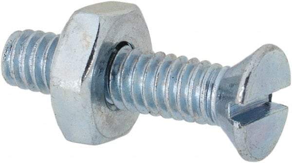 Value Collection - #8-32 UNC, 3/4" OAL Slotted Drive Machine Screw - Flat Head, Grade 2 Steel, Zinc-Plated Finish, Without Washer - Apex Tool & Supply
