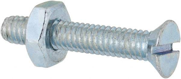 Value Collection - #8-32 UNC, 1" OAL Slotted Drive Machine Screw - Flat Head, Grade 2 Steel, Zinc-Plated Finish, Without Washer - Apex Tool & Supply