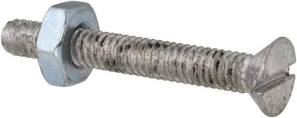 Value Collection - #8-32 UNC, 1-1/4" OAL Slotted Drive Machine Screw - Flat Head, Grade 2 Steel, Zinc-Plated Finish, Without Washer - Apex Tool & Supply