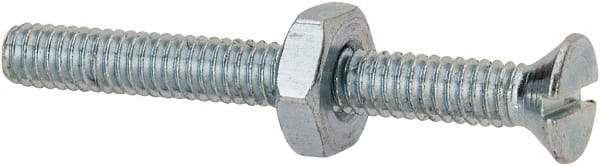 Value Collection - #8-32 UNC, 1-1/2" OAL Slotted Drive Machine Screw - Flat Head, Grade 2 Steel, Zinc-Plated Finish, Without Washer - Apex Tool & Supply