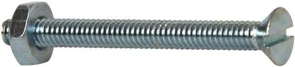 Value Collection - #8-32 UNC, 1-3/4" OAL Slotted Drive Machine Screw - Flat Head, Grade 2 Steel, Zinc-Plated Finish, Without Washer - Apex Tool & Supply