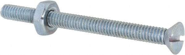 Value Collection - #8-32 UNC, 2" OAL Slotted Drive Machine Screw - Flat Head, Grade 2 Steel, Zinc-Plated Finish, Without Washer - Apex Tool & Supply