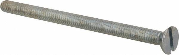 Value Collection - #8-32 UNC, 2-1/2" OAL Slotted Drive Machine Screw - Flat Head, Grade 2 Steel, Zinc-Plated Finish, Without Washer - Apex Tool & Supply