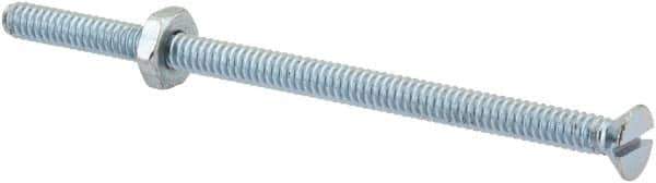 Value Collection - #10-24 UNC, 3-1/2" OAL Slotted Drive Machine Screw - Flat Head, Grade 2 Steel, Zinc-Plated Finish, Without Washer - Apex Tool & Supply