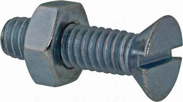 Value Collection - 5/16-18 UNC, 1-1/4" OAL Slotted Drive Machine Screw - Flat Head, Grade 2 Steel, Zinc-Plated Finish, Without Washer - Apex Tool & Supply