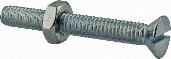 Value Collection - 5/16-18 UNC, 2-1/2" OAL Slotted Drive Machine Screw - Flat Head, Grade 2 Steel, Zinc-Plated Finish, Without Washer - Apex Tool & Supply