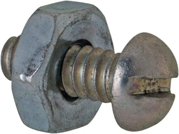 Value Collection - #6-32 UNC, 3/8" Length Under Head Slotted Drive Machine Screw - Round Head, Grade 2 Steel, Zinc-Plated Finish, Without Washer - Apex Tool & Supply