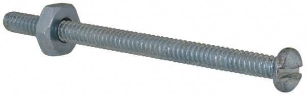 Value Collection - #6-32 UNC, 2" Length Under Head Slotted Drive Machine Screw - Round Head, Grade 2 Steel, Zinc-Plated Finish, Without Washer - Apex Tool & Supply