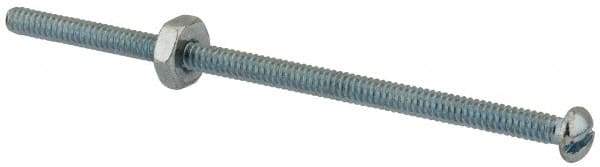 Value Collection - #6-32 UNC, 3" Length Under Head Slotted Drive Machine Screw - Round Head, Grade 2 Steel, Zinc-Plated Finish, Without Washer - Apex Tool & Supply