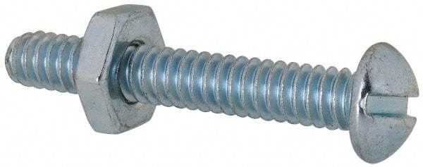 Value Collection - #10-24 UNC, 1-1/4" Length Under Head Slotted Drive Machine Screw - Round Head, Grade 2 Steel, Zinc-Plated Finish, Without Washer - Apex Tool & Supply