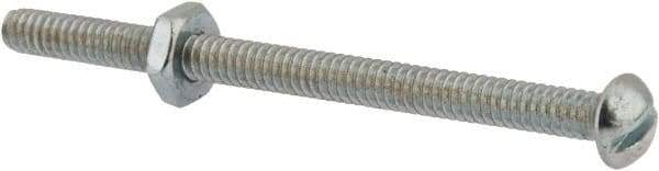 Value Collection - #10-24 UNC, 2-3/4" Length Under Head Slotted Drive Machine Screw - Round Head, Grade 2 Steel, Zinc-Plated Finish, Without Washer - Apex Tool & Supply