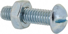 Value Collection - 5/16-18 UNC, 1-1/4" Length Under Head Slotted Drive Machine Screw - Round Head, Grade 2 Steel, Zinc-Plated Finish, Without Washer - Apex Tool & Supply