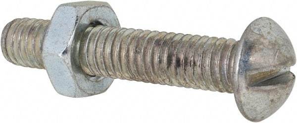 Value Collection - 5/16-18 UNC, 1-3/4" Length Under Head Slotted Drive Machine Screw - Round Head, Grade 2 Steel, Zinc-Plated Finish, Without Washer - Apex Tool & Supply
