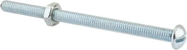 Value Collection - 5/16-18 UNC, 5" Length Under Head Slotted Drive Machine Screw - Round Head, Grade 2 Steel, Zinc-Plated Finish, Without Washer - Apex Tool & Supply