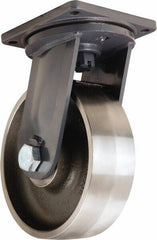 Hamilton - 12" Diam x 4" Wide x 15-1/2" OAH Top Plate Mount Swivel Caster - Forged Steel, 20,000 Lb Capacity, Tapered Roller Bearing, 8-1/2 x 8-1/2" Plate - Apex Tool & Supply
