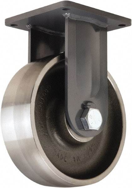 Hamilton - 12" Diam x 4" Wide x 15-1/2" OAH Top Plate Mount Rigid Caster - Forged Steel, 20,000 Lb Capacity, Tapered Roller Bearing, 8-1/2 x 8-1/2" Plate - Apex Tool & Supply