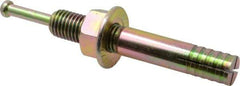 Wej-It - 3/4" Diam, 3/4" Drill, 5" OAL, 1-3/8" Min Embedment Hammer Drive Concrete Anchor - 1018 Iron (Pin)/Steel (Body), Zinc Yellow Dichromate Finish, Hex Nut Head, Hex Drive - Apex Tool & Supply