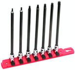 7 Piece - T10; T15; T20; T25; T27; T30; T40 - 6" OAL - 1/4" Drive Torx Bit Socket Set - Apex Tool & Supply