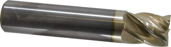 Accupro - 1", 1-1/4" LOC, 1" Shank Diam, 5" OAL, 5 Flute, Solid Carbide Square End Mill - Single End, ZrN Finish, Spiral Flute, 37° Helix, Centercutting, Right Hand Cut, Right Hand Flute - Apex Tool & Supply