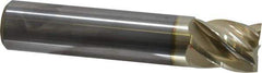 Accupro - 1", 1-1/4" LOC, 1" Shank Diam, 5" OAL, 5 Flute, Solid Carbide Square End Mill - Single End, ZrN Finish, Spiral Flute, 37° Helix, Centercutting, Right Hand Cut, Right Hand Flute - Apex Tool & Supply