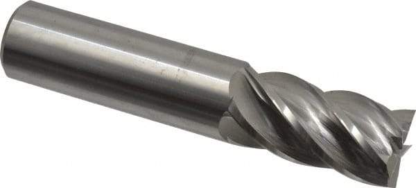 Accupro - 1", 2" LOC, 1" Shank Diam, 5" OAL, 5 Flute, Solid Carbide Square End Mill - Single End, ZrN Finish, Spiral Flute, 37° Helix, Centercutting, Right Hand Cut, Right Hand Flute - Apex Tool & Supply