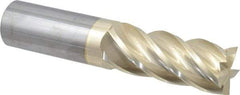 Accupro - 1", 2-1/2" LOC, 1" Shank Diam, 5" OAL, 5 Flute, Solid Carbide Square End Mill - Single End, ZrN Finish, Spiral Flute, 37° Helix, Centercutting, Right Hand Cut, Right Hand Flute - Apex Tool & Supply