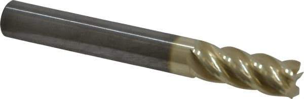 Accupro - 5/16", 13/16" LOC, 5/16" Shank Diam, 2-1/2" OAL, 5 Flute, Solid Carbide Square End Mill - Single End, ZrN Finish, Spiral Flute, 37° Helix, Centercutting, Right Hand Cut, Right Hand Flute - Apex Tool & Supply