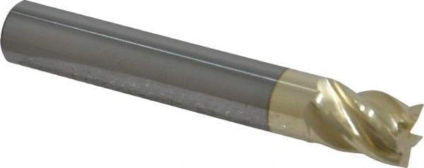 Accupro - 3/8", 1/2" LOC, 3/8" Shank Diam, 2-1/2" OAL, 5 Flute, Solid Carbide Square End Mill - Single End, ZrN Finish, Spiral Flute, 37° Helix, Centercutting, Right Hand Cut, Right Hand Flute - Apex Tool & Supply
