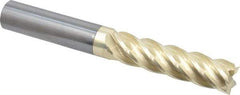 Accupro - 1/2", 2" LOC, 1/2" Shank Diam, 4" OAL, 5 Flute, Solid Carbide Square End Mill - Single End, ZrN Finish, Spiral Flute, 37° Helix, Centercutting, Right Hand Cut, Right Hand Flute - Apex Tool & Supply