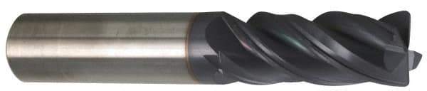 Accupro - 1/2", 4 Flute, Single End, Solid Carbide, 0.06" Corner Radius End Mill - 4" OAL, Right Hand Flute, 2" LOC, Right Hand Cut - Apex Tool & Supply