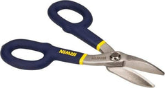 Irwin - 1-1/2" Length of Cut, Straight Pattern Tinner's Snip - 7" OAL, Vinyl Handle, 26 AWG Steel Capacity - Apex Tool & Supply