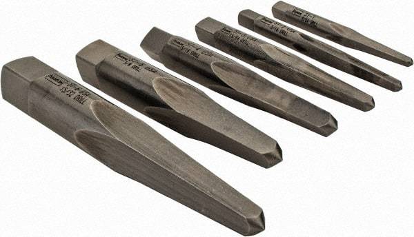 Irwin - 6 Piece Straight Flute Screw Extractor Set - #1 to #6 Size Range - Apex Tool & Supply