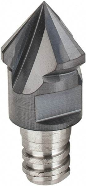 Iscar - MM EDF Grade IC908 Carbide Chamfer Milling Tip Insert - TiAlN Finish, 3 Flutes, 9.4mm Cutting Diam, 12.5mm Extension - Apex Tool & Supply