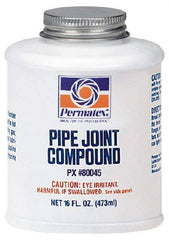 Permatex - 16 oz Brush Top Can Black Pipe Sealant - 400°F Max Working Temp, Seals & Secures Metal Fittings - Apex Tool & Supply