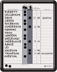 Quartet - 14" High x 11" Wide Magnetic Dry Erase In/Out - Porcelain, Includes Water-Soluble Ink Marker, Magnetic In/Out Circles, Magnetic Name Strips, Self-Stick Vinyl Letters & Wet-Erase Magnetic Remark Strips - Apex Tool & Supply