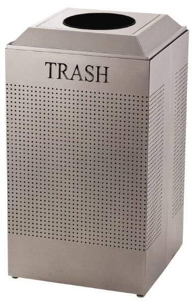 Rubbermaid - 29 Gal Silver Square Recycling Container - Steel, 32-3/8" High x 18-1/2" Long x 18-1/2" Wide - Apex Tool & Supply