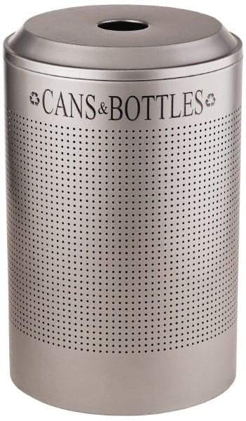 Rubbermaid - 26 Gal Silver Round Recycling Container - Steel, 30-7/8" High - Apex Tool & Supply